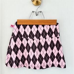 Vintage Supergirl Girls 6/6X Pink Brown Argyle Pleated Skort Y2K DC Comics